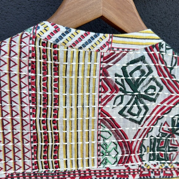 Multicolor Geometric Patterned Long Coat - Picture 5 of 7